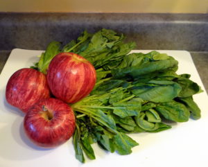 Organic spinach and organic apples