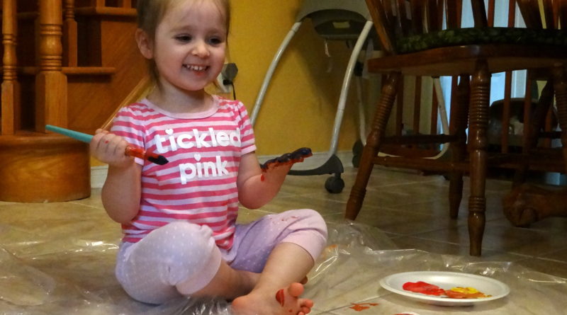 Toddler Peachy finger painting